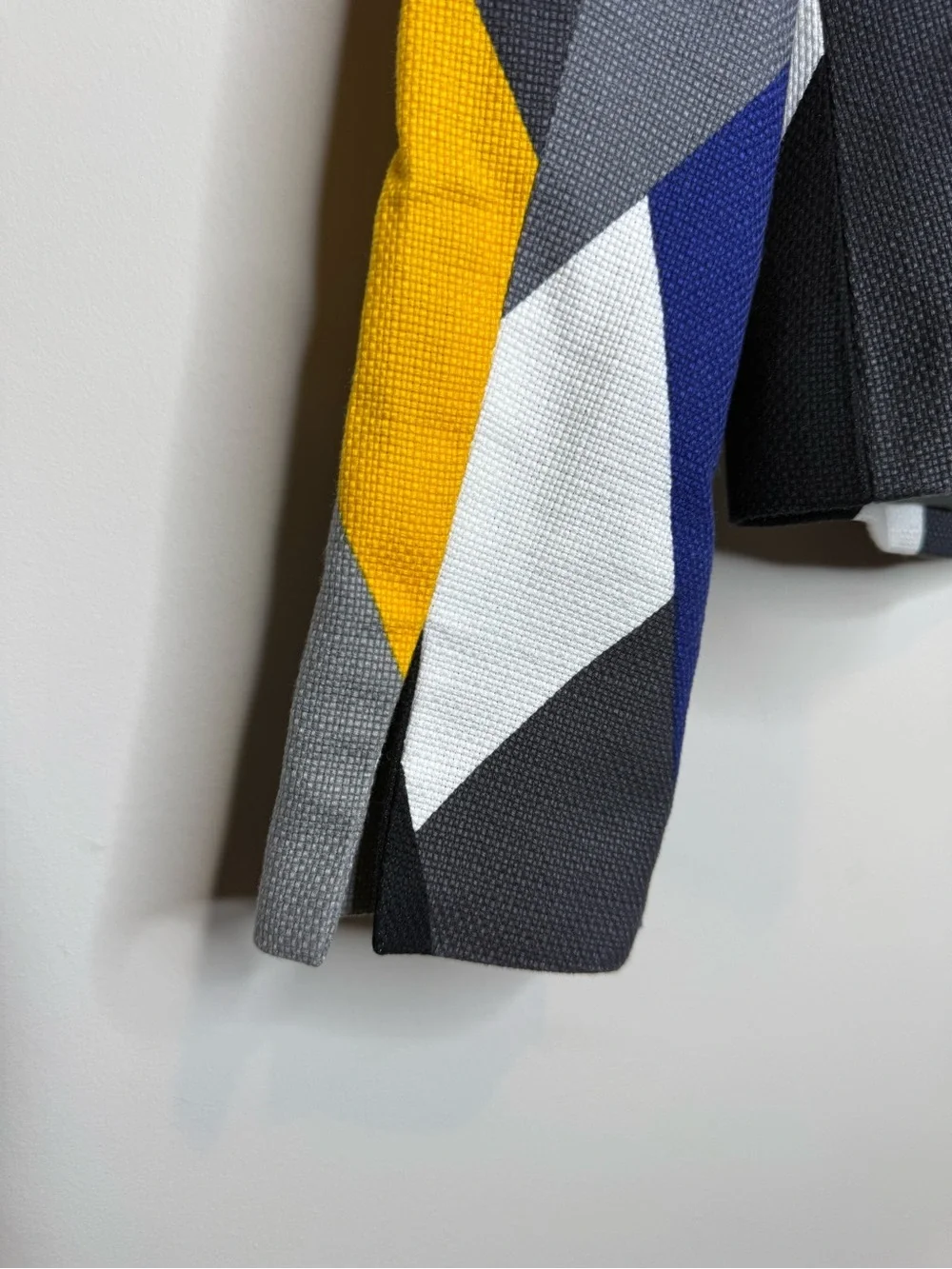 Anne Klein Geometric Print Women’s Jacket in Yellow, Blue & Gray